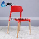 LS-4006 Hot Selling Cheap Elegant Design Wood Legs Plastic Stacking Chair thumbnail-2