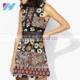 YIHAO Apparel Casual Sleevless Round Neck Dress Fashion Women A Line Printed Mini Skater Dress thumbnail-4