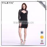 Factory Price Black Lace Long Sleeve Dress,short Sexy Cocktail Dress Patterns,black Lace Dress Long Sleeve thumbnail-4