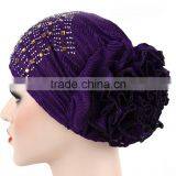 Hot Drill Head Hat With a Large Flower Plate Flower Cap India Arabian Head Scarf Spot thumbnail-3
