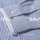 2017 Double Collar Contrast Color Striped Men Oxford Shirts thumbnail-3