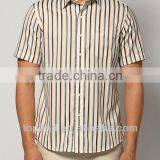 Fashion Casual 100% Cotton Summer Stripe Short Sleeve Men Shirts thumbnail-1