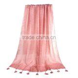 Cotton Polyester Blend Scarves & Wraps Rectangle Dark Pink Tassel Custom Design Scarf thumbnail-1