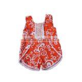 Wholesale Girls Orange Damask Printed Knit Cotton Summer Newborn Infant Baby Romper thumbnail-1