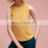 Pullover Sleeveless Top Vest Mockneck Knit Tank Custom Knit Sweater Women thumbnail-2