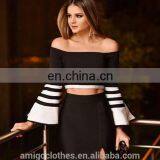 2017 New Black and White Strips Navy Style Bandage Dress 2pcs Sets thumbnail-2