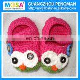 Crochet Newborn Shoes Baby Girl Owl Mary Jane Hot Pink Green Flower Animal Booties thumbnail-1