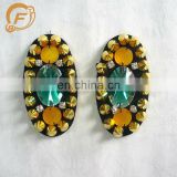 colourful jewel studs garment oval shape embellishment appliques