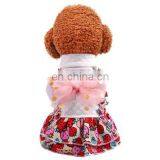 Pet Dog Cat Floral Strawberry Skirt Big Bowknot Skirt Dress Puppy Pomeranian Apparel Clothes thumbnail-2