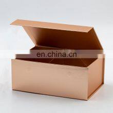 Custom Elegant Flat Fold Pack Bulk Magnetic Closure Rose Gold Gift Box With Ribbon Bow thumbnail-5