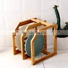 Kitchen Bamboo Dish Storage Holder Eco Friendly Multifunction 3 Tier Bamboo Storage Racks thumbnail-3