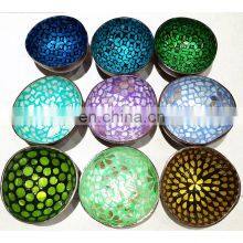 Polished Blue Mother Of Pearl Inlaid Coconut Bowl Wholesale From 100% Natural Best Price Made in Vietnam thumbnail-1
