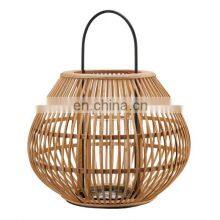 Best Price Large Apple Design Bamboo Lantern With Glass Candle Holder High Quality Candle Jar Cheap in Bulk Vietnam Supplier thumbnail-1