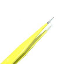 Straight Head Yellow Stainless Steel Tweezers Bird's Nest Hair Picking and Eyelash Beautifying Tool Electronic Mobile Phone Maintenance Curved Tip Straight Head Fine Tip Clip thumbnail-4
