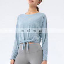 Ready to Ship Women Long Sleeve Tees Sportswear Workout Gym Clothing Fitness Yoga Shirts & Tops for Adults thumbnail-5