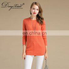 Mid-Age Women's 100% Cashmere Long Sweater Winter O-Neck Chinese Style Anti-Wrinkle Anti-Shrink Solid OEM Service Available thumbnail-3