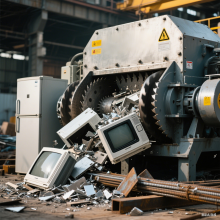 Prix usine - Broyeur à double axe en plastique automatique à prix concurrentiel pour le recyclage des déchets doté d'un moteur et d'une boîte de vitesses de base thumbnail-4