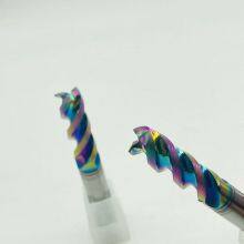 High Gloss Rainbow Coated 3 Flute Aluminum End Mill 8×24×75mm, Tungsten Carbide CNC Cutter For Non-Ferrous Metal CNC Machining & Cutting thumbnail-4