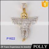 Hip Pop Micro Set AAA CZ 925 Sterling Silver Mini Angel Pendant Jewelry thumbnail-3