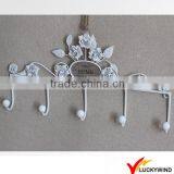 Floral Vintage White Wall Bag Hanging Hat and Coat Hooks thumbnail-1
