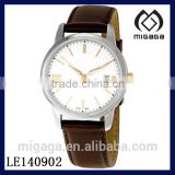 Luxury quartz watch stainless steel case leather strap/Classic White Dial leather strap Mens Steel Watch