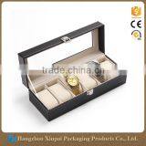 High End 6 Slot Black Luxury Leather Exclusive Watch Display Box With Lock