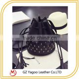 2016 HOT Leather Drawstring Bucket Bag Rivet Messenger Bag thumbnail-2