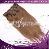 Wholesale Clip in Hair Extension REMY Cheap 100% Human Hair Dark Color Clip in Hair Extension thumbnail-3