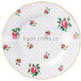 new design royal cheap bone china with rose design plates