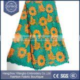 Hot Selling Cheap Orange African Lace Embroidery Fabric / Multi Color African Cupion Lace Fabric For Woman Dress