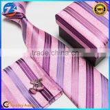 Fashion Stripe Microfiber Mens Tie Handkerchief Cufflink Sets Quality Choice