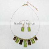 Green Rhinestone Pendant Jewelry Set for Women/Handmade Fashion Jewelry thumbnail-1