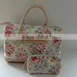 Pringted Canvas Travel Bag With Cosmetic Bag thumbnail-1
