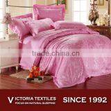 Pink Flower Jacquard Cotton Bedding Comforter Sheets Set thumbnail-1