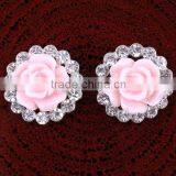 Floral Patterned Diamond Rhinestones With Chiffon Flower DIY Hair Accessories thumbnail-3