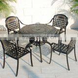 2016 New Design Cast Aluminum 5-Piece Dining Set With Seat Cushions and Round Dining Table, Antique Bronze Finish thumbnail-2