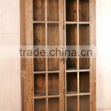 recyle wood glass diaplay cabinet