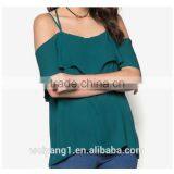 Cold Shoulder Flare Top Woman Off Shoulder Multicolor Blouses thumbnail-2