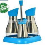 Set of 4 Glass Oil Spice Set Oil Vinegar Bottle With Metal Coating Shelf thumbnail-1