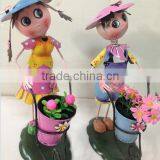 2015 Newest Design Girl Boy Garden Decoration Metal Girl Flower Pot Metal Bog Flower Pot Metal Flower Pot thumbnail-2
