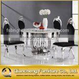 Round Chrome Stainless Steel Dining Table thumbnail-5