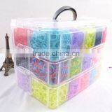 High Quality Rubber Loom Band Kit Kids DIY Bracelet Silicone Crazy Loom Bands 3 Layers Box Family Loom Kit Set Refills thumbnail-1