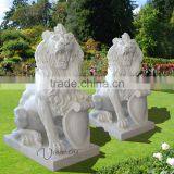 Metal Garden Sculpture Stone Carving White Marble Lion Statues thumbnail-1