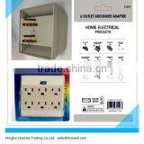 6 Outlets Ground Surge Protector Indoor AC Power Wall Tap With Anchor Screw UL Grounding Power Adapter White thumbnail-2