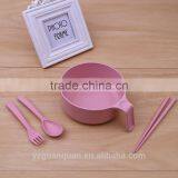 Yiwu High Quality New Product Customized Plastic Wheat Straw Rice Bowl With Fork,chopsticks and Spoon thumbnail-3