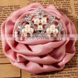 Satin Hanmade Rose Flower With Crown for Kids Hair Accessories thumbnail-2