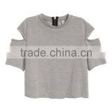 Cropped Jersey Top With Short Sleeves With Openings Crop Tops Wholesale thumbnail-2