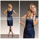 Navy Blue See Through Lace Evening New Model Women Dress thumbnail-1
