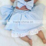 2017 New Arrival Baby Clothes Wholesale Hot Sale Cotton Cheap Clothing Children's Boutique Sleeveless Summer Blue Color Dress thumbnail-5