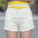 Hot Selling Summer White Elegant Burrs Denim Women Teenager Shorts thumbnail-2